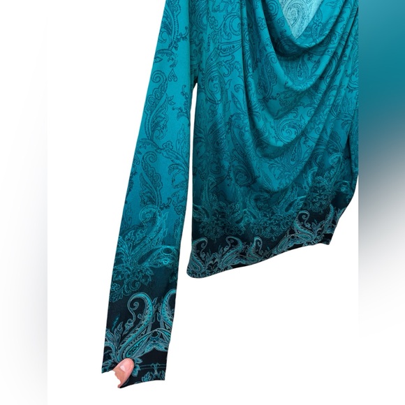 Jones New York Signature Long Sleeved Top - Cowl Neck Ruched Draped- Size S/CH - Picture 3 of 10